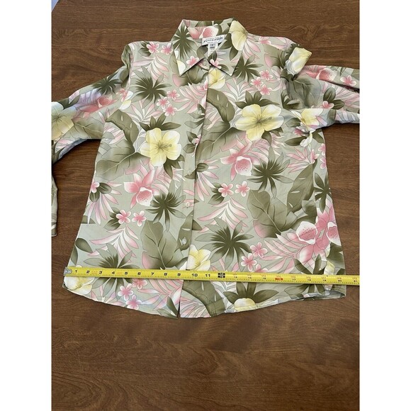Pendleton Cardigan Women's 8 Floral Grandma Core Silk Blend Button Up Tropical - Picture 8 of 10